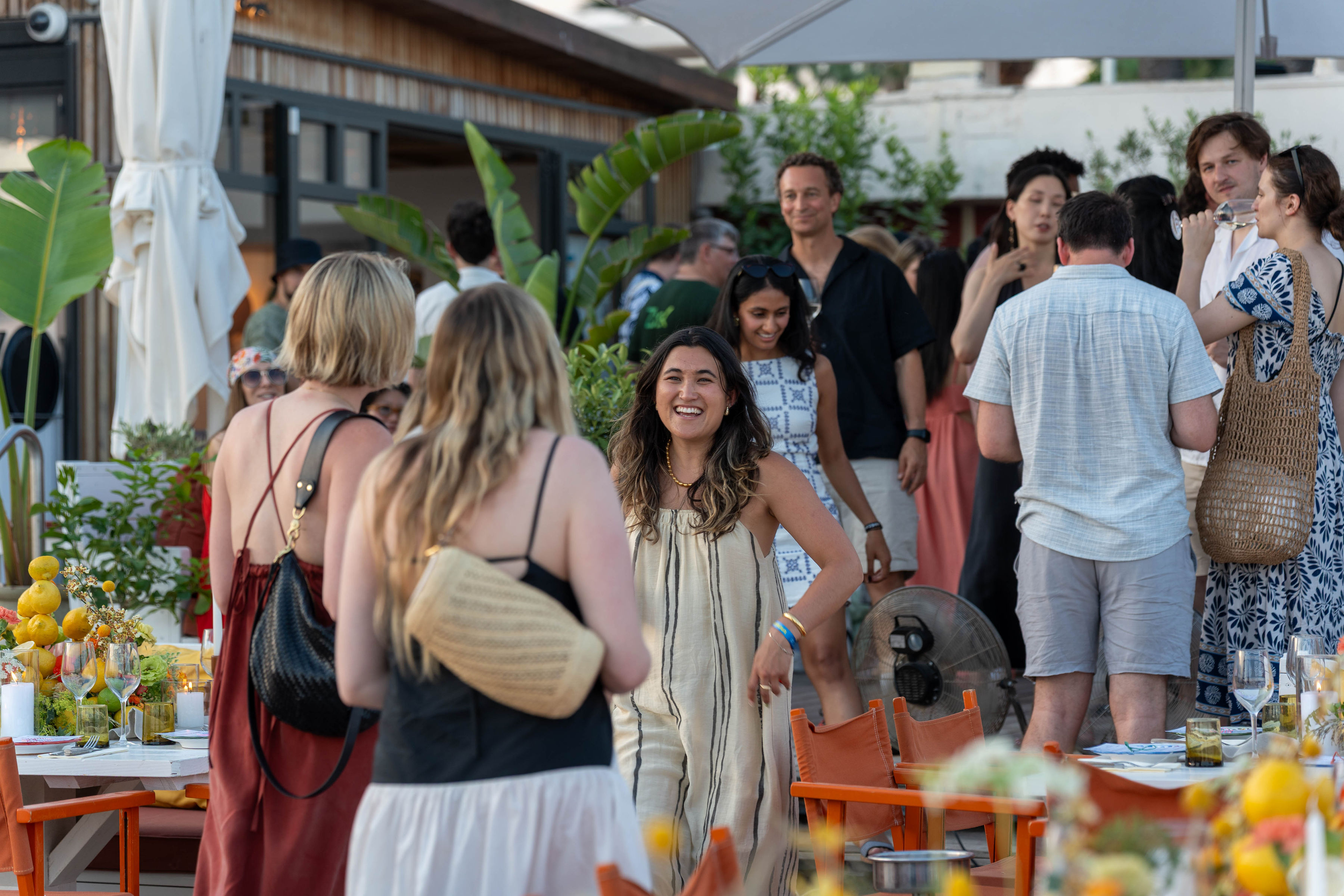 Guests gathering at the beachside Salt, Sunset, and Soirée in Cannes